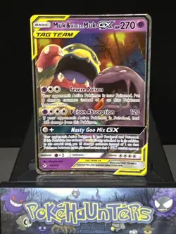 Pokemon Card Muk & Alolan Muk GX 61/214 Unbroken Bonds Tag Team Rare Light Play - Image 1