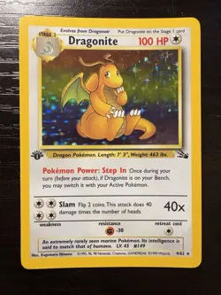 Pokemon Card Fossil Dragonite Holo First Edition #4/62 NM Condition - Image 1
