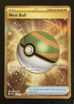 Pokemon Nest Ball 255/198 Gold Secret Rare Trainer SV01 Scarlet & Violet Holo - Image 1