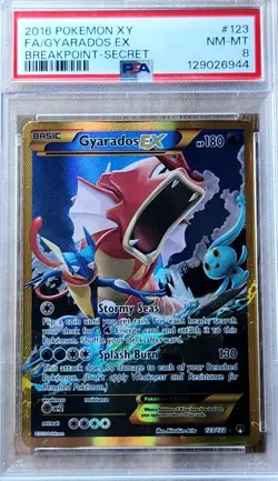 Pokemon Gyarados EX Full Art Holo 123/122 XY Breakpoint Secret Rare 2016 PSA 8 - Image 1