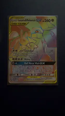 Lucario & Melmetal GX hyper Rare 224/214 Sun and Moon-Unbroken Bonds card - Image 1