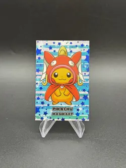 Poncho Pikachu Magikarp Blue Holo Pokemon Card Database Merry Christmas Peru - Image 1