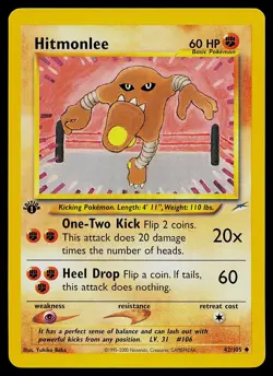 Pokemon Card - Hitmonlee Neo Destiny 42/105 Uncommon 1st Edition - Image 1