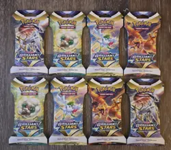 Pokemon Brilliant Stars Sleeved Blister Booster Pack Art Set x8 SEALED Packs - Image 1