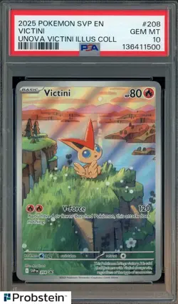 2025 Pokemon SVP EN Unova Victini Illustration Collection #208 Victini PSA 10 - Image 1
