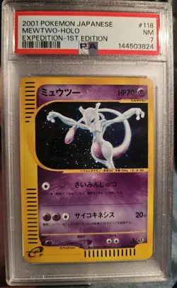 2001 Pokemon Expedition Japanese Mewtwo 1st Edition Holo #118 PSA 7 - Image 1