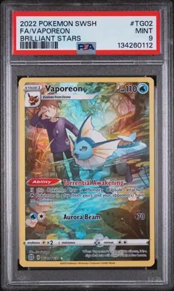2022 POKEMON SWSH BRILLIANT STARS #TG02 FA/VAPOREON BRILLIANT STARS - PSA 9 MINT - Image 1
