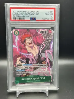 2022 ONE PIECE OP01 EN EUSTASS "CAPTAIN" KID ALT ART PSA 10 - Image 1