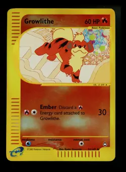 Growlithe 51/147 Aquapolis 2002 Reverse Holo e-Series Pokemon Card TCG - Image 1