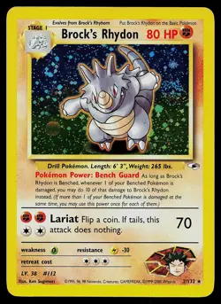 Pokemon Card Brock's Rhydon 2/132 Gym Heroes - Image 1