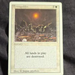 Wizards of the Coast MTG Armageddon Sorcery Jesper Myrfors White Regular Card - Image 1