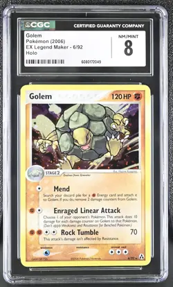 CGC 8 Golem 2006 EX Legend Maker 6/92 Holo Pokemon Card - Image 1