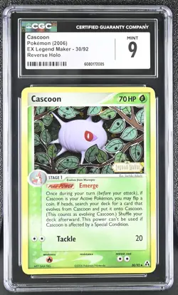 CGC 9 MINT Cascoon 2006 EX Legend Maker 30/92 Reverse Holo Stamped Pokemon Card - Image 1