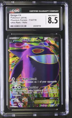 2014 POKEMON XY PHANTOM FORCES GENGAR EX #114/119 FA ULTRA RARE HOLO CGC 8.5 A - Image 1