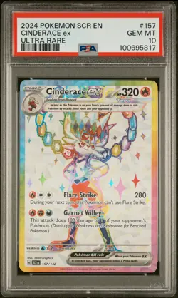 Tcg 2024 Pokemon Scr En-Stellar Crown Cinderace Ex #157 PSA 10 - Image 1