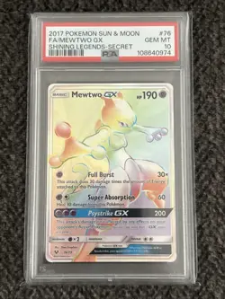 2017 POKEMON SUN & MOON SHINING LEGENDS SECRET #76 FULL ART/MEWTWO GX PSA 10 - Image 1