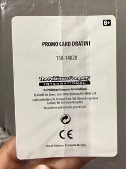 2018 POKEMON S&M DRAGON MAJESTY DRATINI 35/70 TOYS R US STAMPED PROMO SEALED - Image 4