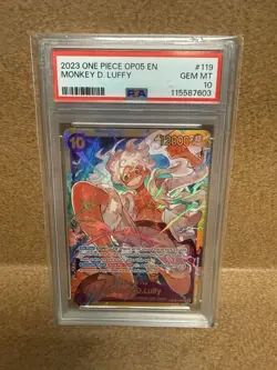 2023 One Piece TCG Monkey D Luffy Gear 5 SEC OP05-119 PSA 10 EN Alternate Art - Image 1