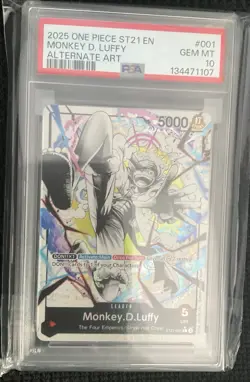 One Piece ST21-001 Monkey D Luffy Gear 5 Starter Deck 21 Alt Art Parallel PSA 10 - Image 1
