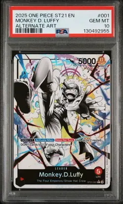 One Piece Monkey D Luffy ST21 001 Leader Alternate Art PSA 10 Gem Mint - Image 1