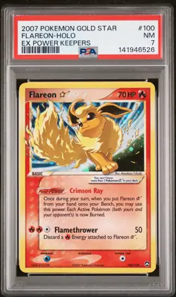 2007 POKEMON EX POWER KEEPERS GOLD STAR #100 FLAREON-HOLO PSA 7 - Image 1