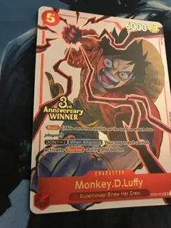 Monkey.D.Luffy - ST01-012 (3rd Anniversary Winner) - One Piece Promotion Cards - Image 1