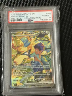 Pokemon TCG Hop's Zacian EX Holo Card 186/159 Sv09: Journey Together PSA 10 - Image 1