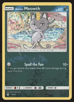 SM-P: Sun & Moon Promos Alolan Meowth #010/SM-P Holo Common Pokemon Card - Image 1