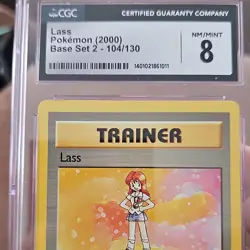 Pokemon Lass 104/130 Base Set 2 2000 Trainer CGC 8 Wizards Pokemon TCG Card - Image 1