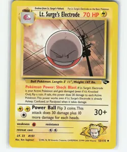 Lt. Surge's Electrode 52/132 Gym Challenge Regular Pokemon Card (LP+) - Image 1