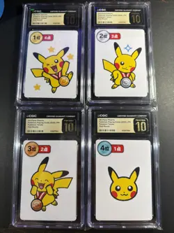 Pokemon Taruka Pikachu 1st, 2nd, 3rd, 4th Place CGC Pristine 10 Sequential Set - Image 1