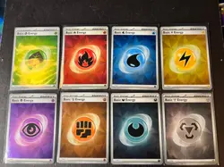 Pokemon Prismatic Evolutions CRACKED ICE HOLO Basic Energy Complete Set of 8 - Image 1