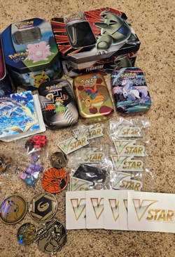 Lot of Pokemon Items - Lunchbox Tins Coins VSTAR Markers Sleeves Dice Binders - Image 3