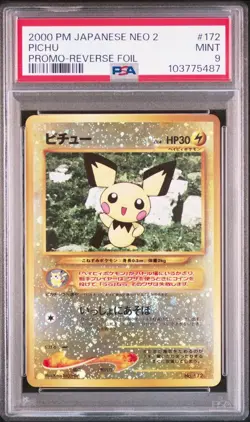 Pichu Pokemon 2000 Reverse Foil Neo Premium File 2 Promo Japanese 172 PSA 9 - Image 1