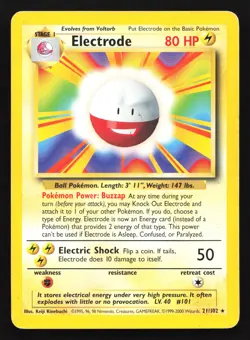 Electrode 21/102 Base Set Rare 1999-2000 UK 4th Print Pokemon Card - Image 1