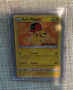 Pokemon Pikachu TCG Ash's Pikachu SM110 Promo Card Sun & Moon Rare LP - Image 1