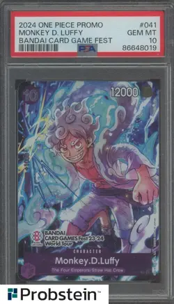 2024 One Piece Promo Bandai Card Fest #041 Monkey D. Luffy PSA 10 GEM MINT - Image 1