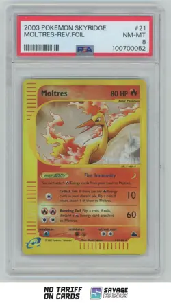 2003 Pokemon Skyridge Reverse Foil Moltres PSA 8 #21/144 - Image 1