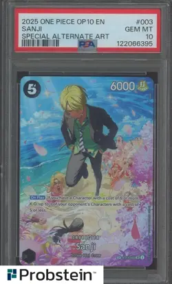 2025 Sanji ST14-003 SP Alt Art One Piece TCG Royal Blood OP10 ENGLISH PSA 10 - Image 1
