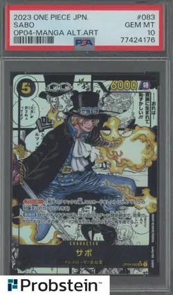 2023 One Piece Japanese OP-04 Manga Alternate Art #083 Sabo PSA 10 GEM MINT - Image 1