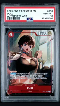 2025 One Piece A Fist of Devine Speed EN OP11-008 Doll Alternate Art PSA 10 💎 - Image 1