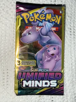 Pokemon Card - Unified Minds - Sun & Moon 3 Card Mini Booster Pack Mew & Mewtwo - Image 2