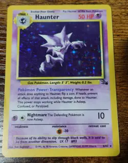 Haunter 6/62 Holo Blue Ink Stain Error Misprint Fossil Pokemon Card Dent/PL - Image 2