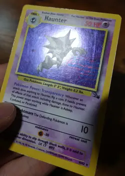 Haunter 6/62 Holo Blue Ink Stain Error Misprint Fossil Pokemon Card Dent/PL - Image 4