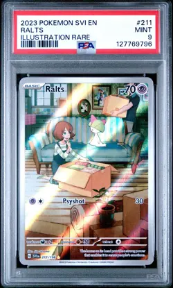 2023 Pokemon Scarlet & Violet SVI En Ralts Illustration Rare #211 PSA 9 Mint - Image 1