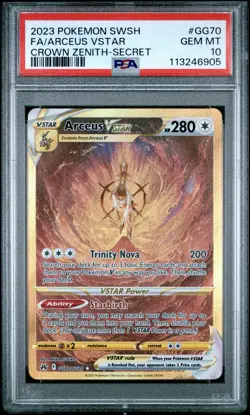 PSA 10 GEM MINT Arceus VSTAR GG70/GG70 Crown Zenith Galarian Gallery Pokemon TCG - Image 1