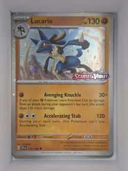 Lucario 114/198 Cosmos Holo Scarlet & Violet Stamped Pokemon Card Near Mint - Image 1