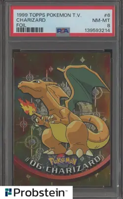 1999 Topps Pokemon TV Foil #6 Charizard PSA 8 NM-MT - Image 1