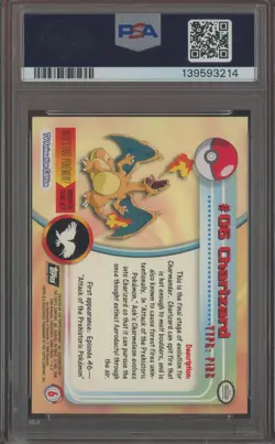1999 Topps Pokemon TV Foil #6 Charizard PSA 8 NM-MT - Image 2
