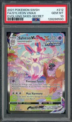 2021 Pokemon SWSH Evolving Skies Secret #212 Sylveon Vmax Fa PSA 10 GEM MINT - Image 1